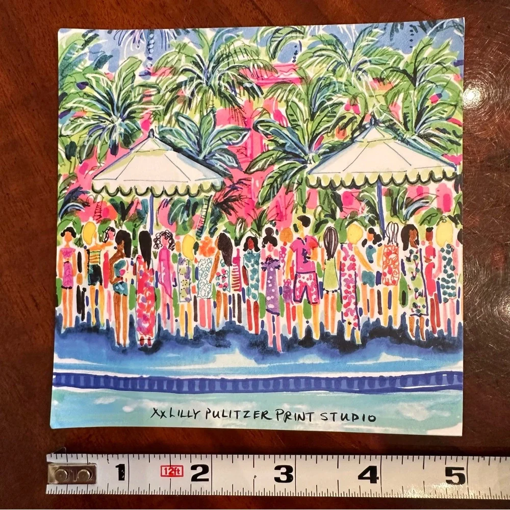 Lilly Pulitzer Print Studio Pink Party Soirée 5x5 Artwork HTF